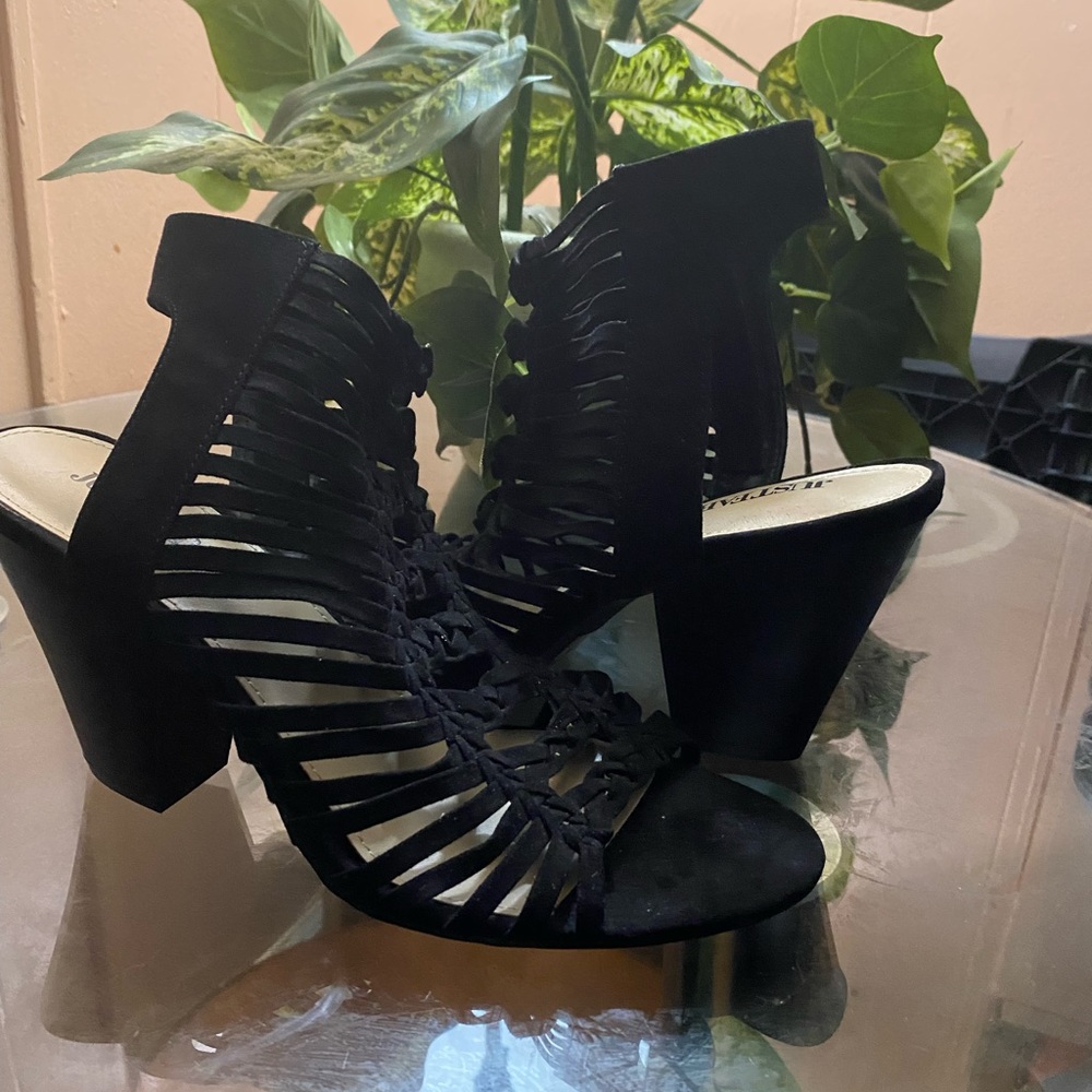 Just Fab Abba Heeled black Sandal size 7.5